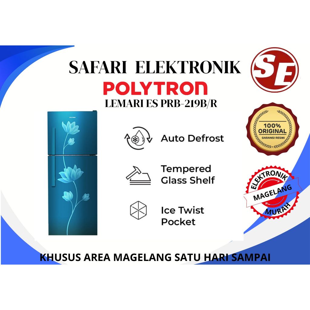 POLYTRON PRB-219B KULKAS 2 PINTU 210L