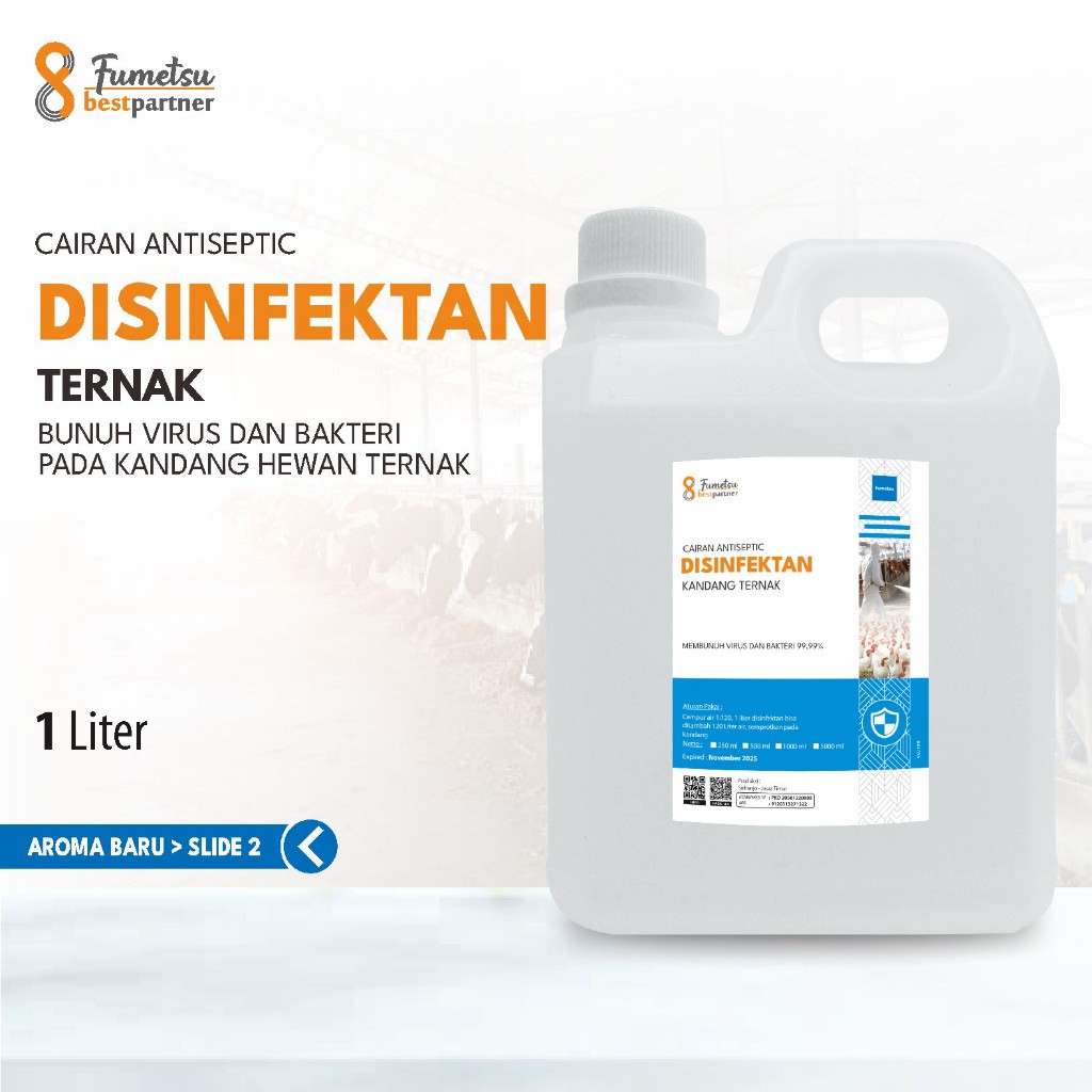 Disinfektan PremiumTernak Kandang Sapi , Kambing , Ayam Alami Efektif Kemasan 1 Liter Jerigen
