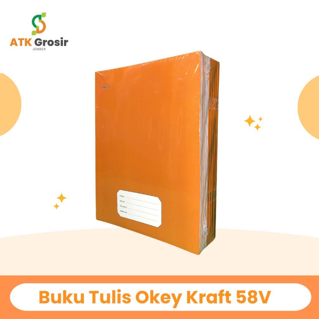 

Buku Tulis OKEY Kraft Oleh KIKY 58 Lembar (1 Pack Isi 10 Buku) (S:PAK)