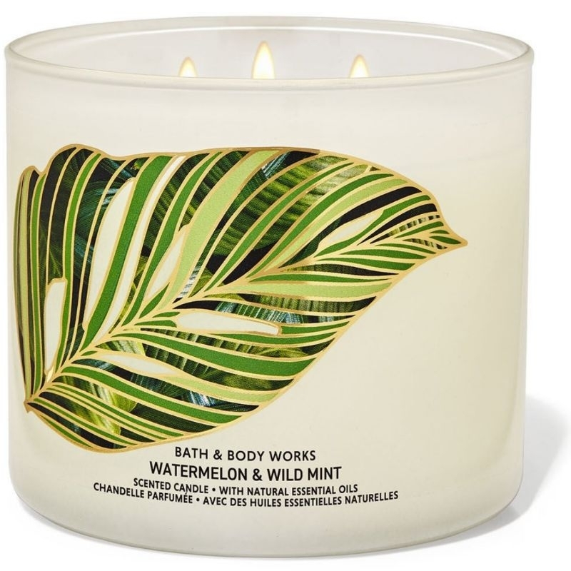 BBW WATERMELON & WILD MINT 3 WICK SCENTED CANDLE MADE WITH NATURAL ESSENTIAL OILS 411 G REFRESHING J