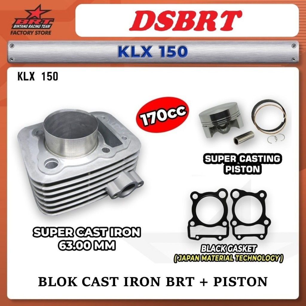 BLOK CASTING & PISTON BRT 63mm BORE UP KLX 150 KLX 140 DTRACKER 150 63 MM 170CC