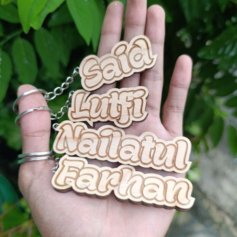 GANTUNGAN KUNCI KAYU CUSTOM NAMA UKIR GANTUNGAN KUNCI GRAFIR