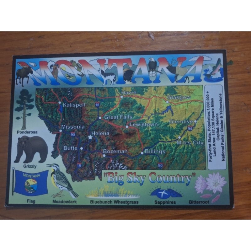 

kartu pos peta montana amerika/usa map Postcard