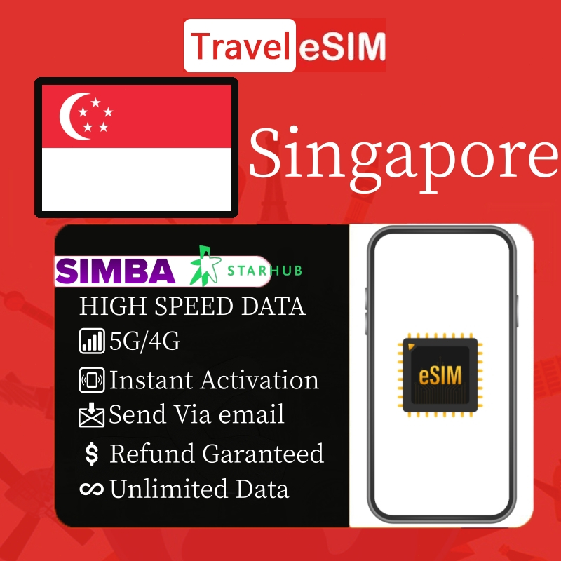 eSIM Singapore Unlimited Data 30 Days 10GB-50GB  Data Package/Paket Data Luar Negeri/Quota Based/Kuo