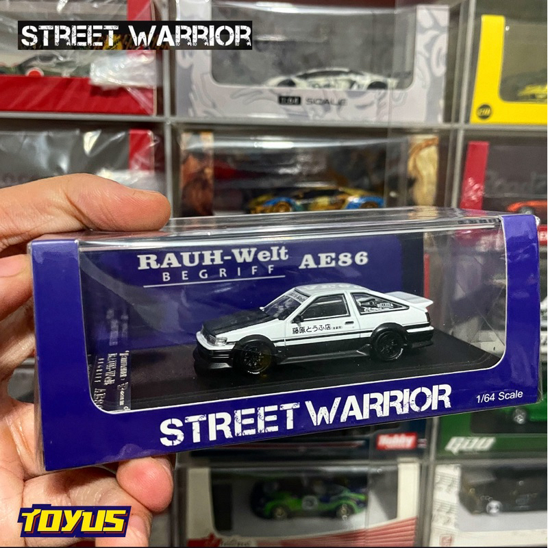 Street Weapon Street Warrior - RWB AE86 Initial D Black White Carbon Hood