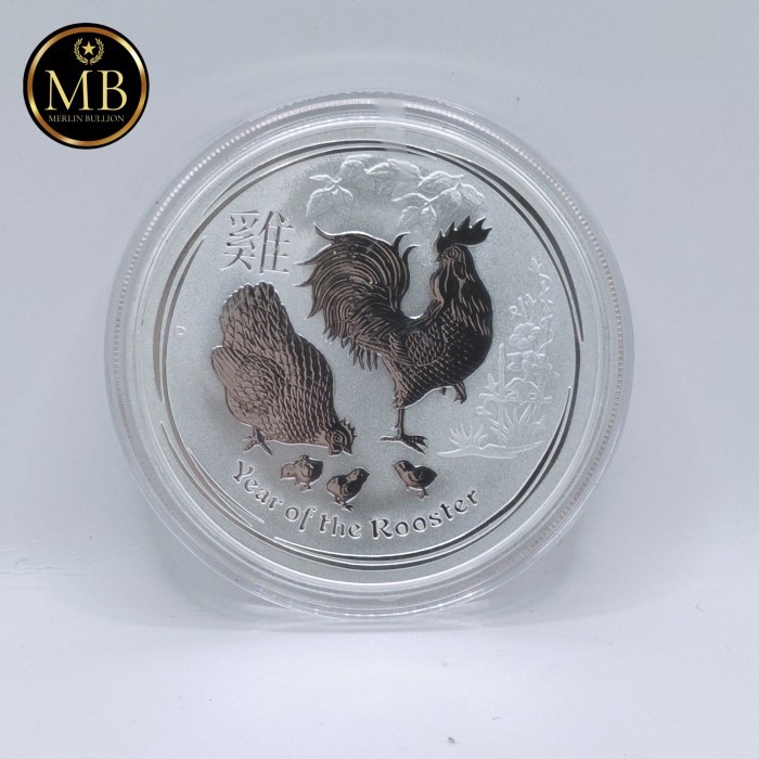 KOIN SILVER ASLI AUSTRALIAN 1 OZ  EDISI ZODIAK ROOSTER / AYAM JAGO SILVER TAHUN 2017
