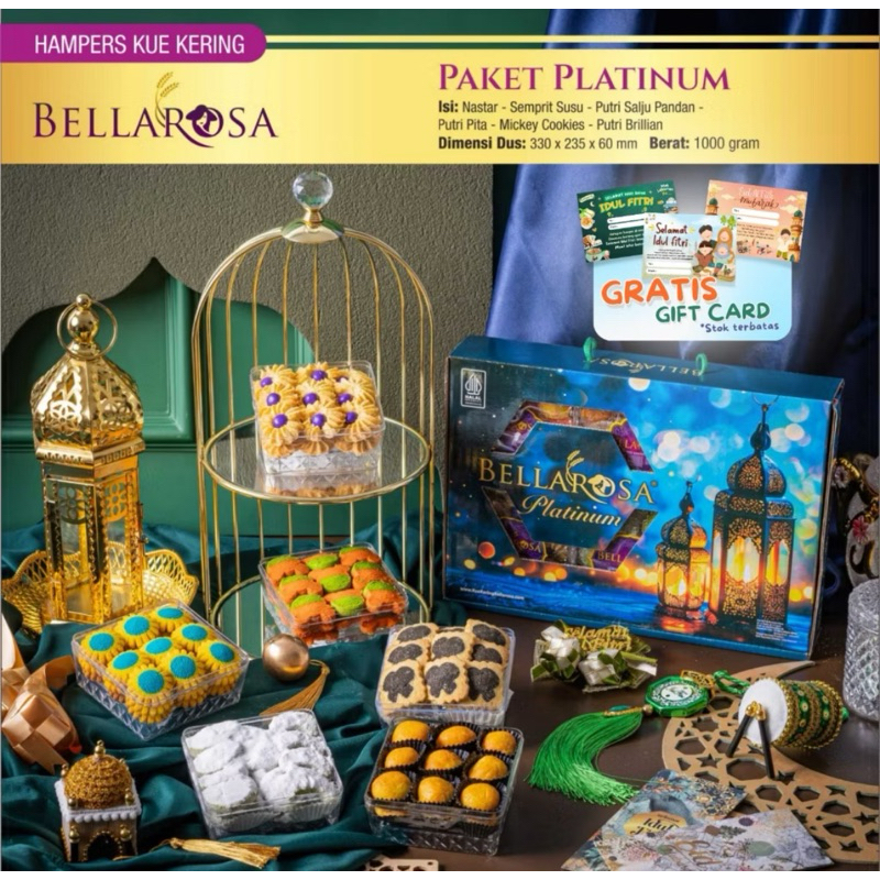

Paket Parcel Kue Lebaran Kue Kering Bellarosa Platinum Paket Lebaran ( BERAT 1KILO ) / Paket Kue Kering Dibuat Tahun 2025