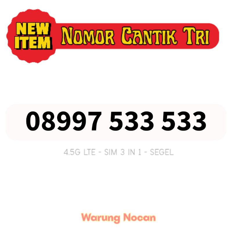 Nomor cantik tri 3 11 digit  533 533