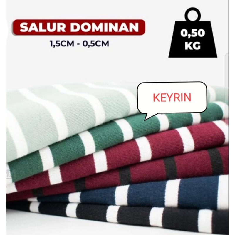 Bahan Kaos Kain CVC Salur Stripe Dominan Banyak Motif