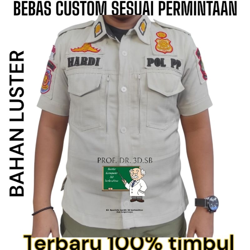 KEMEJA POL PP Cream LUSTER BAGUS PLUS ATRIBUT Satpol pp