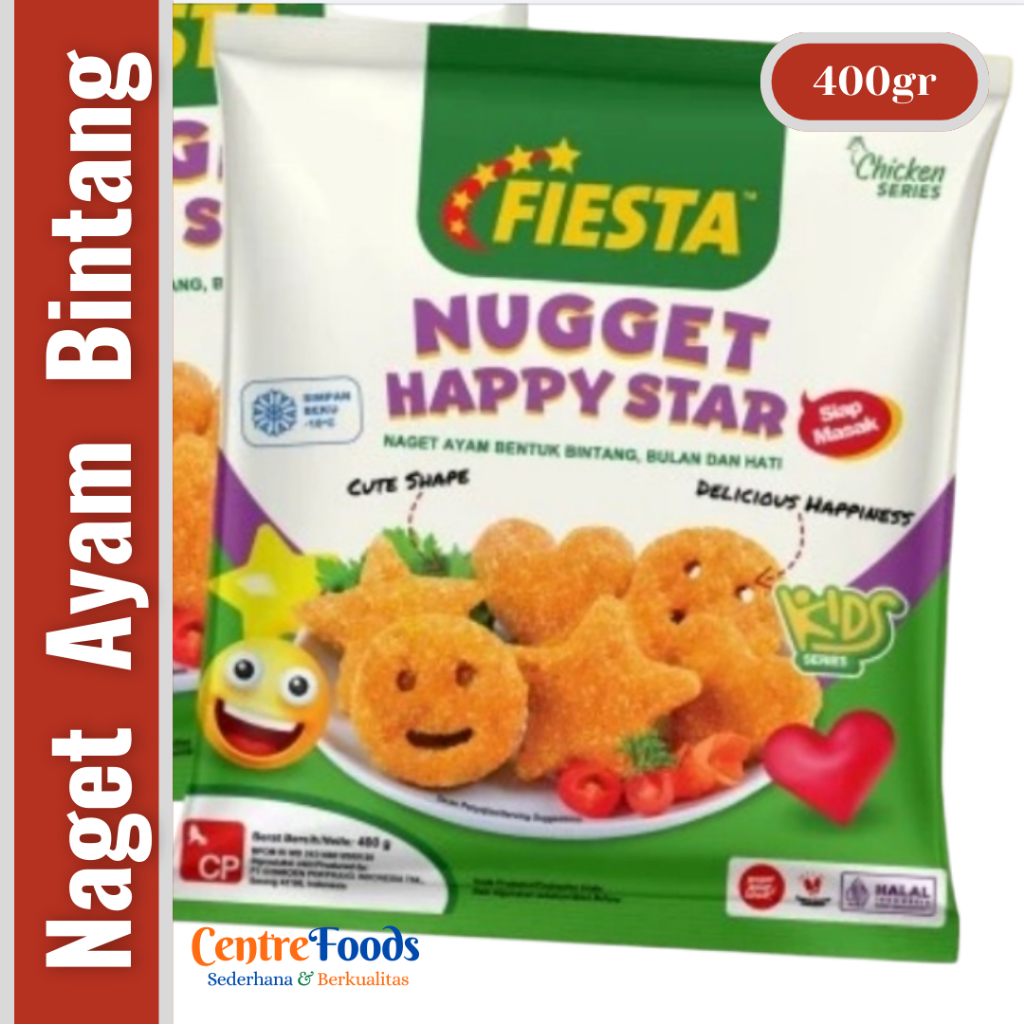 

Naget Ayam Bintang - Nugget Happy Star Fiesta | 400gr [ Harga Per BKS ]
