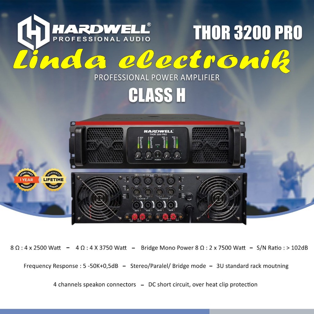 POWER AMPLIFIER HARDWELL THOR 3200 PRO / THOR3200 PRO / THOR 3200PRO 4 X 2500 WATT CLASS H ORIGINAL