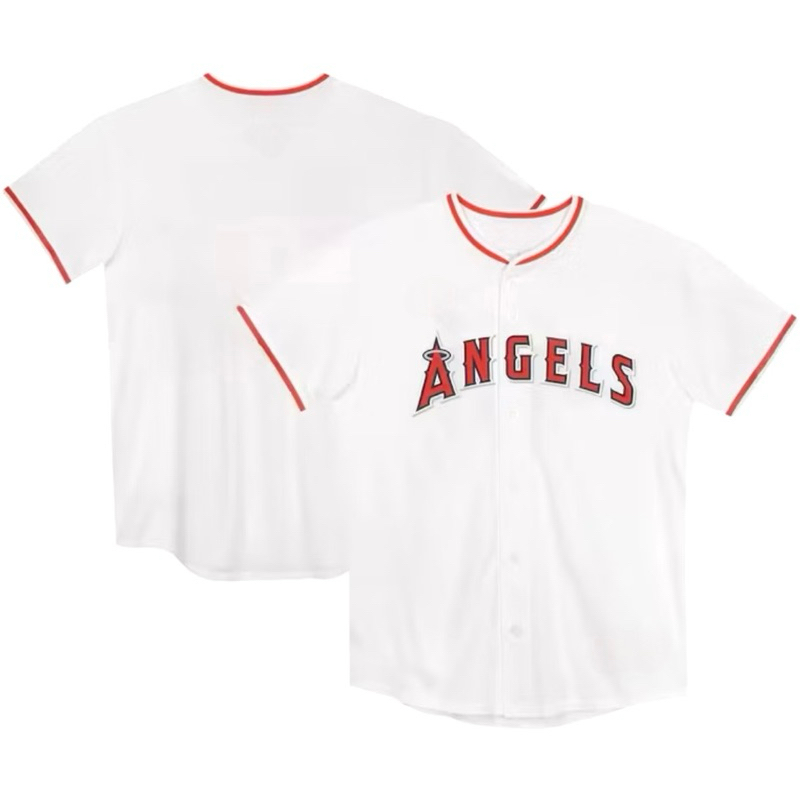BORDIR IMPORT JERSEY BAJU BASEBALL LOS ANGELES ANAHEIM LA ANGELS PUTIH MERAH