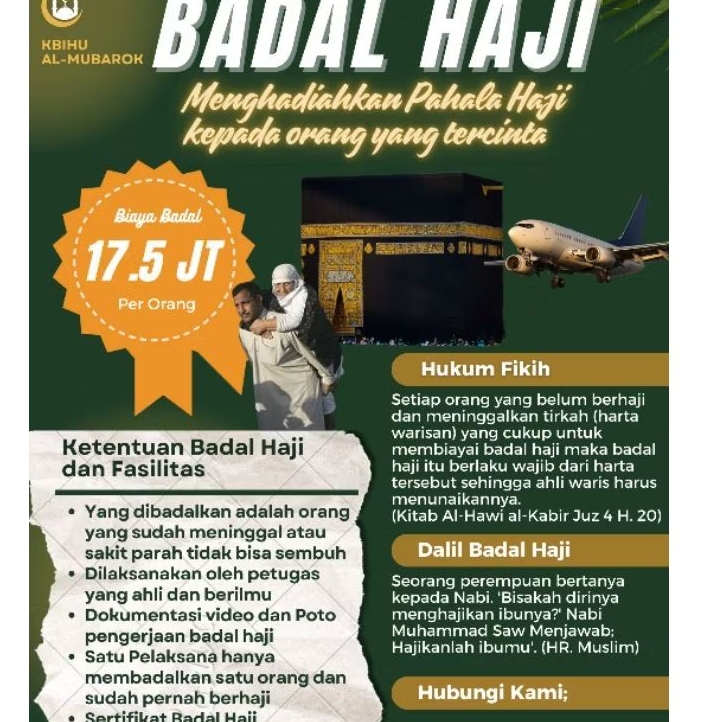 BADAL HAJI ATAU HAJI BADAL. AMANAH DIKERJAKAN OLEH MUTHOWIF BERPENGALAMAN. LENGKAP VIDEO DOKUMENTASI