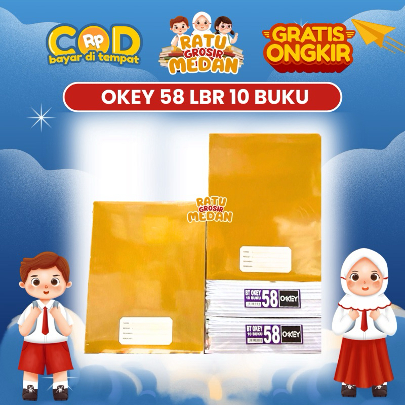 

BUKU TULIS OKEY PENDEK 58 LEMBAR ISI 10 BUKU