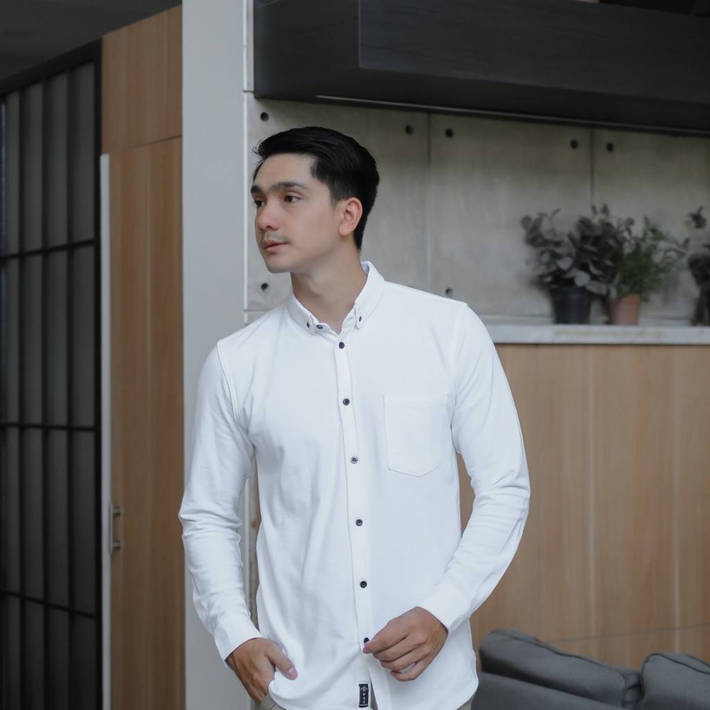 KEMEJA PIQUE PANJANG ORIGINAL NESS WARDROBE PUTIH