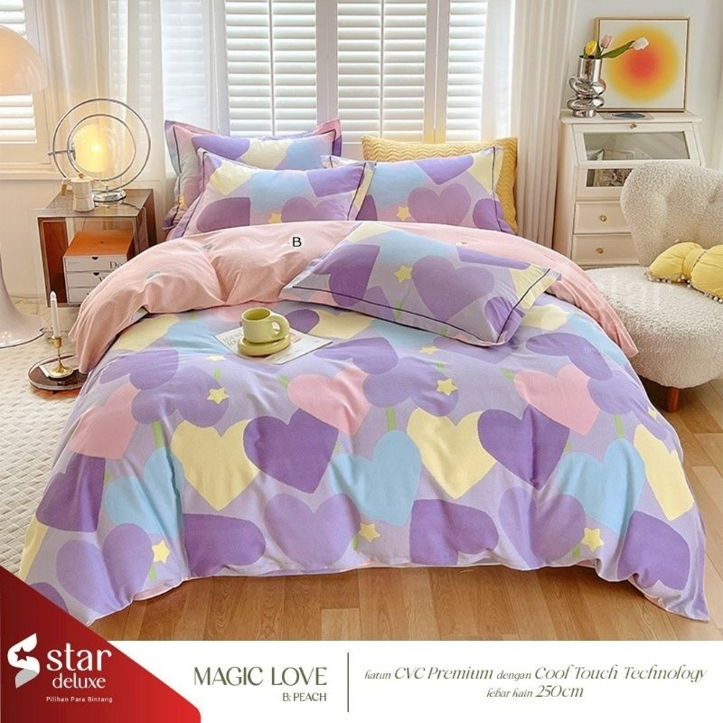 Kain Katun Motif Magic Love Bahan Sprei Katun Star