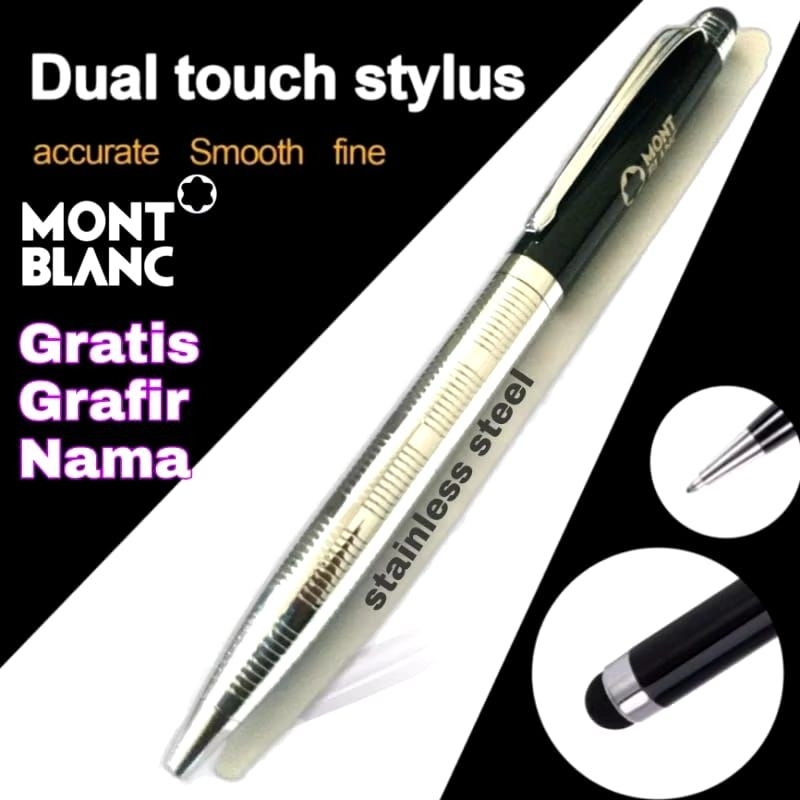 

pulpen ballpoint mewah Montblanc 2in1 stylus gratis grafir nama