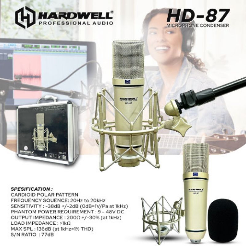 HARDWELL HD-87  | Microphone kabel | Microphone Condenser | Microphone studio | Microphone recording