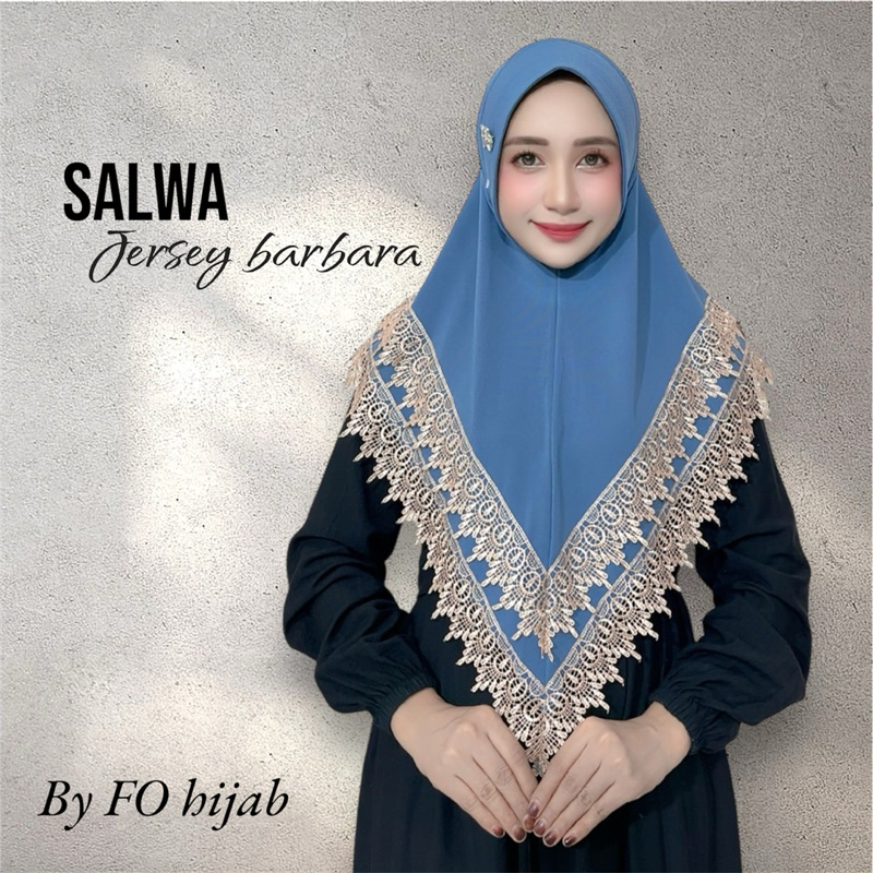 Hijab instan Bergo Salwa Soft pad sabit renda dibel Jersey barbara By FO hijab