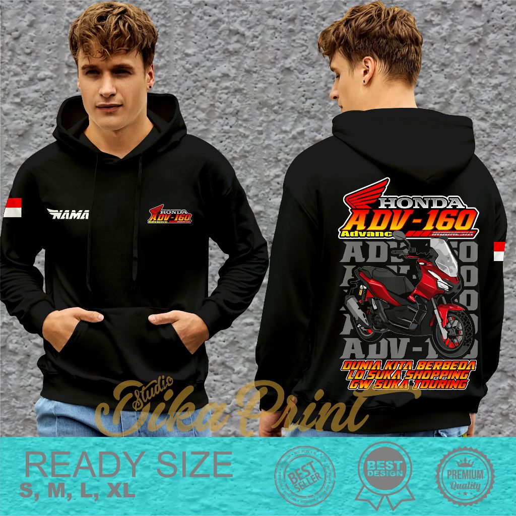 Jaket Hoodie Motor Honda ADV-160 Indonesia Bahan Nyaman Dan Adem