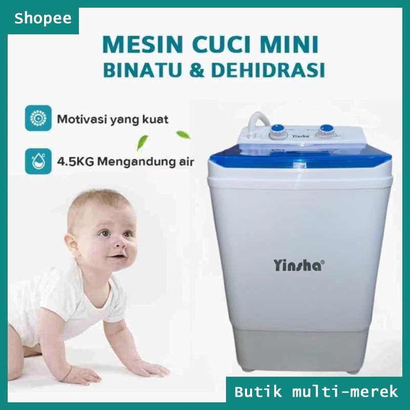 【COD】Mesin Cuci Portable 1 tabung Kapasitas 4.5kg 300W Hemat Listrik