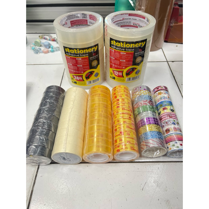 

Isolasi Selotip Plakban NACHI tape 12mm 24mm, selotip glitter, selotip warna