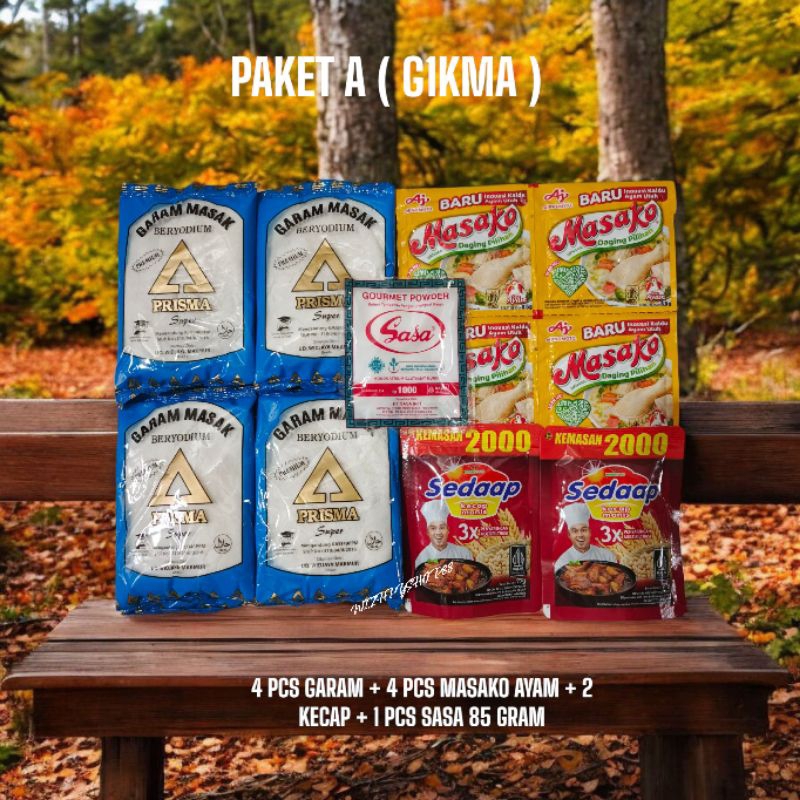 

PAKET 12 RIBUAN 4 PCS GARAM 100 GRAM + 4 PCS MASAKO / ROYCO / SEDAAP KALDU + 2 PCS KECAP SEDAAP + 1 PCS SASA MICIN 14 GRAM / BUMBU DAPUR / GARAM / GAREM