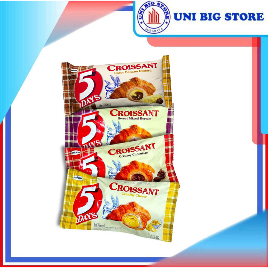 

5Days 5 Days Creamy Chocolate - Creamy Cheese - Mixed Berries - Choco Banana Croissant 60 gr