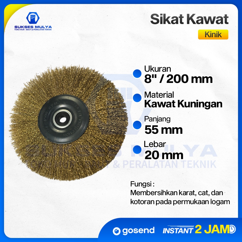 Wire Brush 8" Sikat Kawat Bulat Kinik Sikat Kuningan