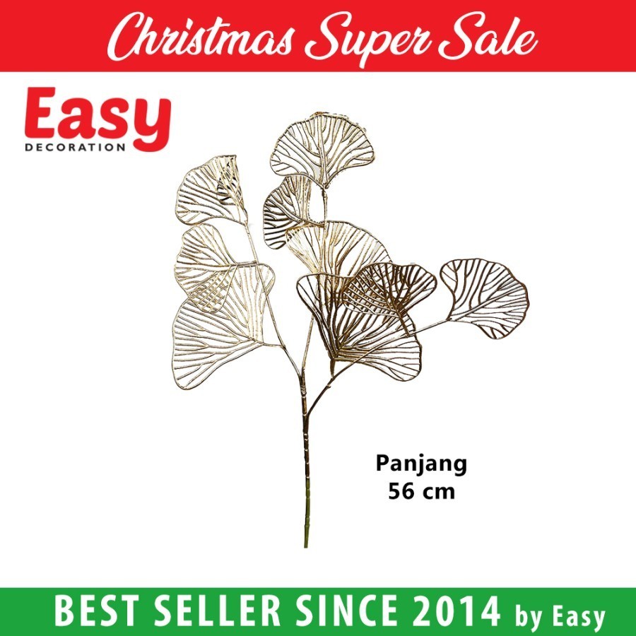 Ginko Gold Golden Leaf Artificial - Golden Flower Dekorasi artificial emas