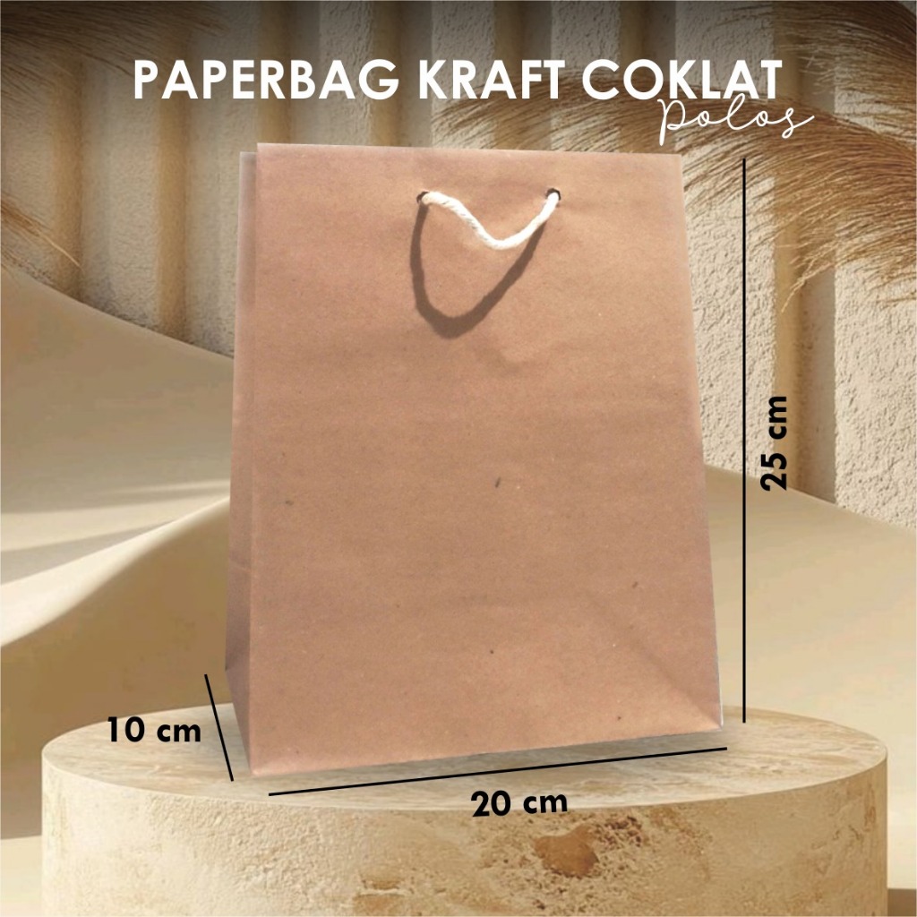 

PAPER BAG KRAFT POLOS - TAS SOUVENIR PERNIKAHAN ULTAH BAHAN KRAFT UKURAN 20 x 25 x 10 CM