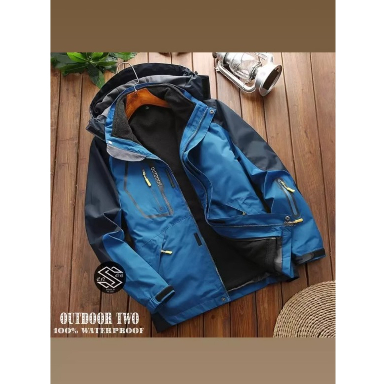 SNSR - Jaket Outdoor V.2 Hoodie - Jaket Hiking - Jaket Gunung Pria Waterproof - Jaket Parasut Pria -