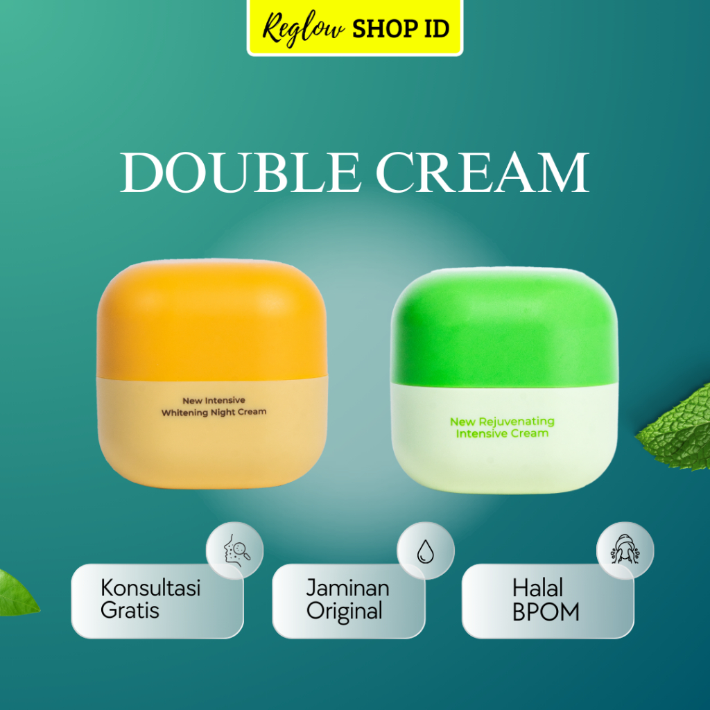 Reglow Double Cream krim malam dan siang Untuk semua Jenis Kulit Mencerahkan Perawatan Wajah Pencera
