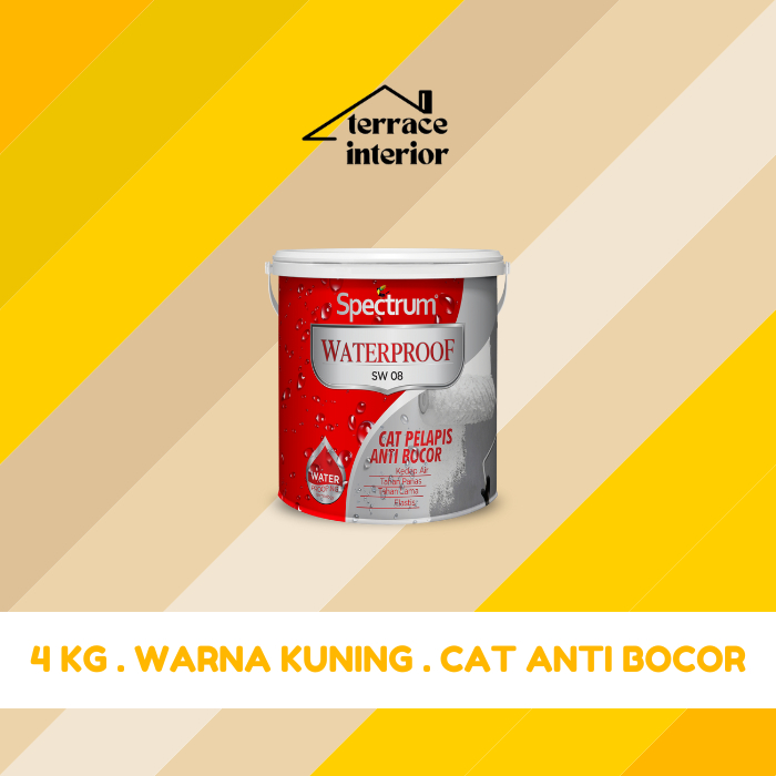 Cat Pelapis Anti Bocor Spectrum Waterproof Warna Kuning 4 KG