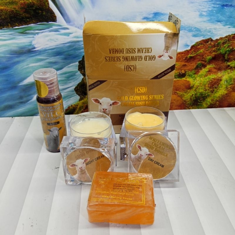 paket krim susu domba 30 g dus gold 4in1 ( krim,sabun,serum)