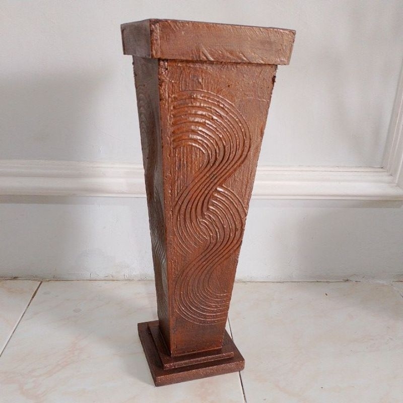 NAREN DEKORASI | Vas Bunga Hias Artificial || Pot Kayu Tinggi 50cm || Vas Kayu Aesthetic || Pot Tana