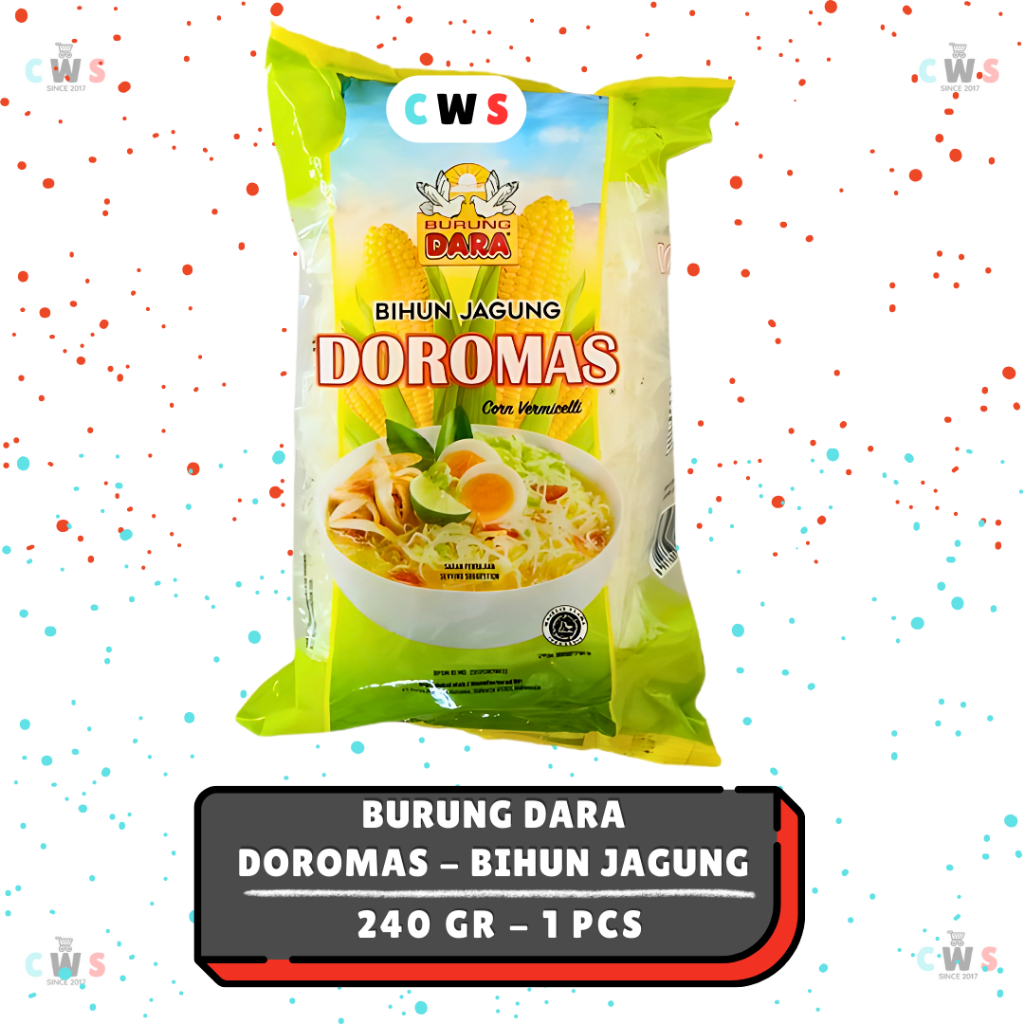 

DOROMAS BIHUN JAGUNG Cap Burung Dara ( 4 Keping x 60 gr = 240 gr ) - 1 Pcs