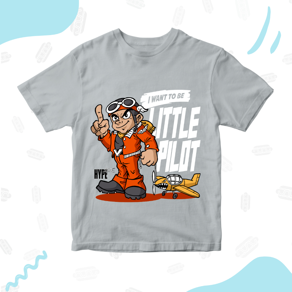 Baju Kaos Distro Anak Laki Laki Harian Karakter Motif Cowo Pilot Keren Usia 1 - 10 Tahun - DTF2