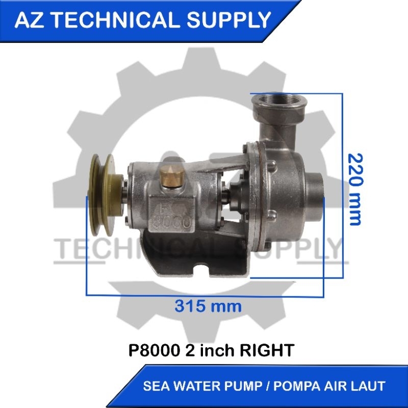 Sea Water Pump / Pompa Air Laut / Pompa Keong / Pompa Stainless P 8000 Ukuran 2 Inchi Putaran Kanan