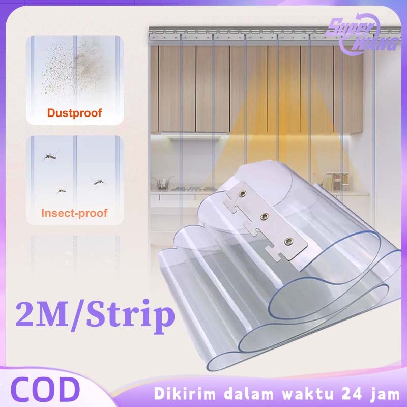 2m Tirai Plastik Pvc Transparan Strip Curtain 20cm Plastik Tirai Bening Gorden Plastik Transparan