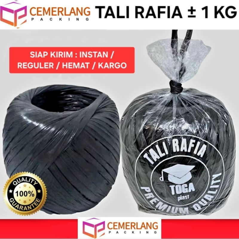 

Tali Rafia Hitam ± 1kg Gulungan Besar Padat Kuat / Tali Plastik Rapia Pengikat ± 1 kg