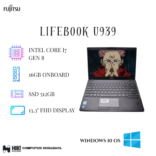 Fujitsu Lifebook U939 Core I7 Gen 8 RAM 16GB SSD 512GB Bergaransi