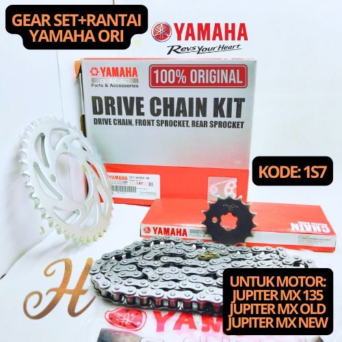 GEAR SET+RANTAI YAMAHA 1S7 GARANSI JUPITER MX 135,JUPITER MX OLD,JUPITER MX NEW 100% ASLI ORIGINAL