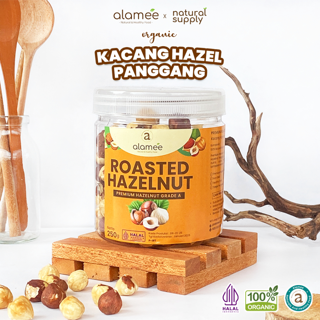 

ALAMEE Kacang Hazelnut Panggang Hazelnut Roasted Cemilan Sehat Rendah Kalori Kacang Kemiri 250gr
