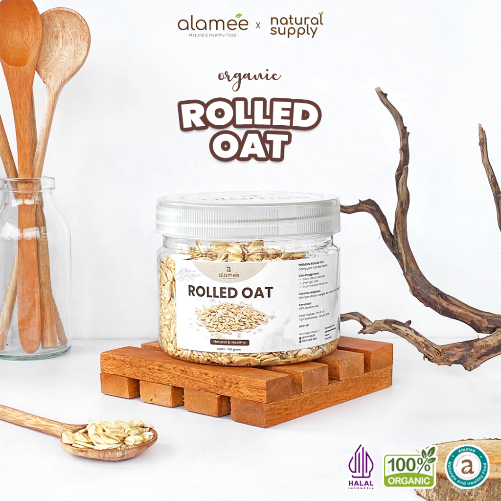 

ALAMEE Rolled Oat Gandum Utuh Kasar oatmeal wholegrain Natural Premium Alami Oatmeal Instan 150gr