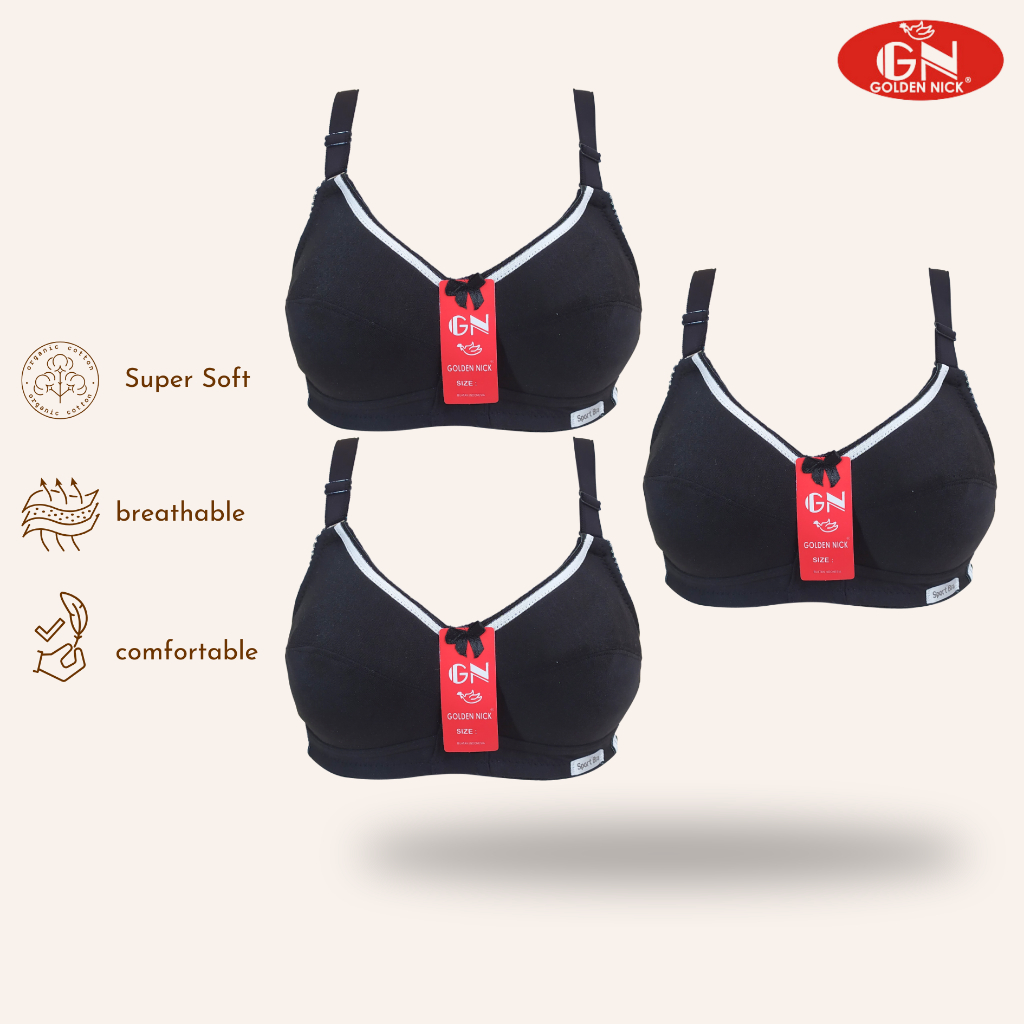 Golden Nick - 3 pc  Bh Sport Bh Remaja  Bh SA707  Tanpa Kawat Bh Nyaman Berkualitas