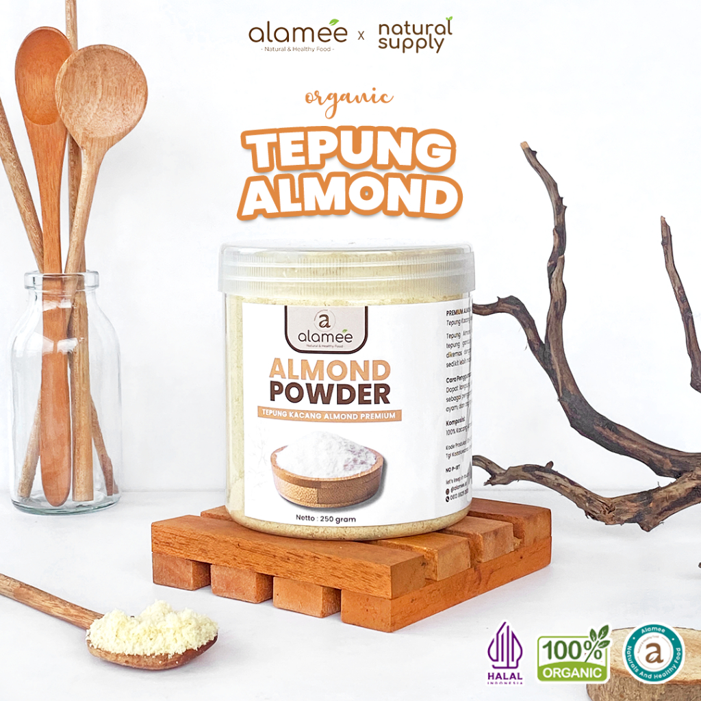 

ALAMEE Tepung Almond PREMIUM Bubuk Almond Powder Almond Flour Tanpa Campuran Gluten FREE 250gr