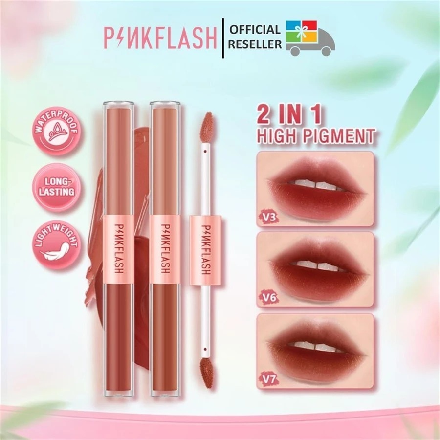 PINKFLASH 2 IN 1 Dual-ended Liquid Lipstik Ombre Pinkflash 2 In 1 PF001