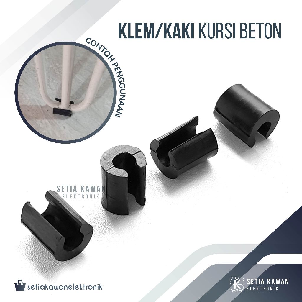 (4 pcs) Klem Kaki Kursi Besi Beton Plastik Hitam Tebal Kokoh Berkualitas